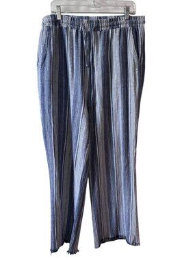 Royalty For Me Blue & White Striped Linen-Blend Wide-Leg Pants XL